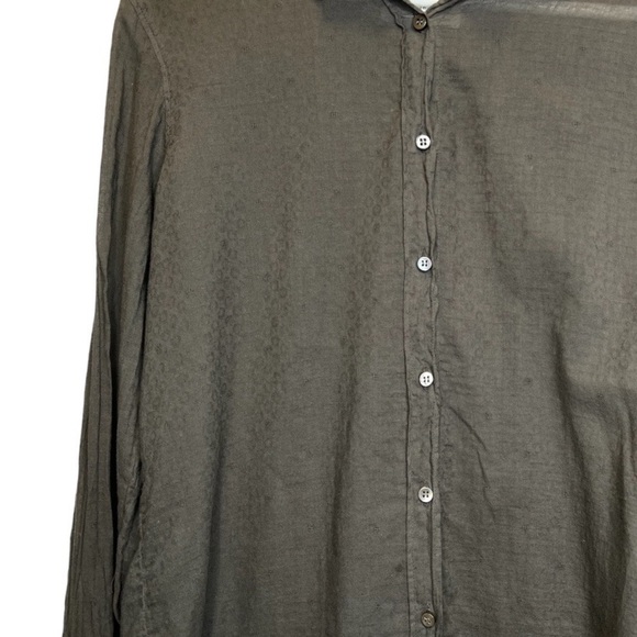 Pomandere | Gray 100% Cotton Button Down Long Sleeve Shirt Sz L - Picture 3 of 5